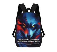 sinyumoney 3D Wolf Fire Abstract Kid's Backpack Waterproof 17inch School Bag Cute Rucksacks Fashion Casual Schoolbag for Kids for Girl Boy School