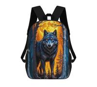 sinyumoney 3D Wolf Forest Full Moon School Backpack Student Casual Backpack For Kid's Children's Daypack Bookbag Hiking Sports Outdoor Work Travel Laptop Bag 17inch