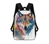 sinyumoney 3D Wolf Head Watercolor School Backpack Student Casual Backpack For Kid's Children's Daypack Bookbag Hiking Sports Outdoor Work Travel Laptop Bag 17inch