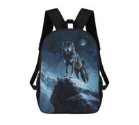 sinyumoney 3D Wolf Under Moonlight School Backpack Student Casual Backpack For Kid's Children's Daypack Bookbag Hiking Sports Outdoor Work Travel Laptop Bag 17inch