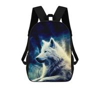 sinyumoney 3D Wolf White Fractal School Backpack Student Casual Backpack For Kid's Children's Daypack Bookbag Hiking Sports Outdoor Work Travel Laptop Bag 17inch