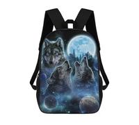sinyumoney 3D Wolves Howling at The Moon Print Children Backpack for School Students Backpacks Schoolbag Shoulder Book Bags 17inch