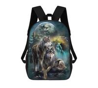 sinyumoney 3D Wolves Under The Moonlit Sky Print Children Backpack for School Students Backpacks Schoolbag Shoulder Book Bags 17inch