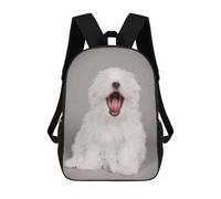sinyumoney 3D Yawning Maltese Puppy 17 Inch School Backpack Student Casual Backpack For Kid's Children's Daypack Bookbag Hiking Sports Outdoor Work Travel Laptop Bag