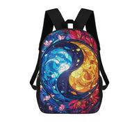 sinyumoney 3D Ying Yang Stained Glass 17 Inch School Backpack Student Casual Backpack For Kid's Children's Daypack Bookbag Hiking Sports Outdoor Work Travel Laptop Bag