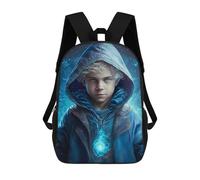 sinyumoney 3D Young Wizard with Glowing Orb Kid's Backpack Waterproof School Bag Bookbag Cute Rucksacks Fashion Casual Schoolbag for Kids for Girl Boy School 17inch