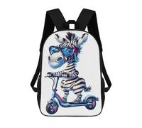 sinyumoney 3D Zebra Scooter Gift School Backpack Student Casual Backpack For Kid's Children's Daypack Bookbag Hiking Sports Outdoor Work Travel Laptop Bag 17inch