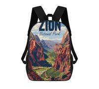 sinyumoney 3D Zion National Park Printing Daypacks Kids Casual Backpack Knapsack High Capacity Rucksack Travel Laptop Book Bag 17inch