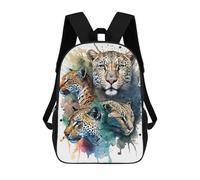 sinyumoney 4 Leopards Head Watercolor School Backpack Water Resistant Travel Backpack Computer Bag for Girls Boys Teenage 17inch