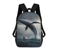 sinyumoney 4Girls A Whale of A Surprise Backpack 3D Printed Boy School Backpack Casual Daypack Lightweight Rucksack for Middle School Students 17inch