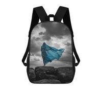 sinyumoney 4Girls A Woman in Blue Fabric on Rocks Backpack 3D Printed Boy School Backpack Casual Daypack Lightweight Rucksack for Middle School Students 17inch