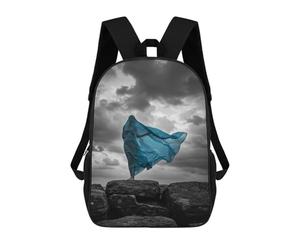 sinyumoney 4Girls A Woman in Blue Fabric on Rocks Backpack 3D Printed Boy School Backpack Casual Daypack Lightweight Rucksack for Middle School Students 17inch