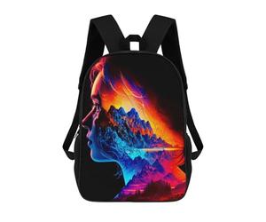 sinyumoney 4Girls Abstract Mountain Profile Artwork Backpack 3D Printed Boy School Backpack Casual Daypack Lightweight Rucksack for Middle School Students 17inch