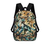 sinyumoney 4Girls Abstract Panther Kintsugi Backpack 3D Printed Boy School Backpack Casual Daypack Lightweight Rucksack for Middle School Students 17inch