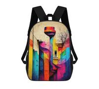 sinyumoney 4Girls Abstract Street Art IV Backpack 3D Printed Boy School Backpack Casual Daypack Lightweight Rucksack for Middle School Students 17inch