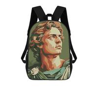sinyumoney 4Girls Alexander The Great Backpack 3D Printed Boy School Backpack Casual Daypack Lightweight Rucksack for Middle School Students 17inch