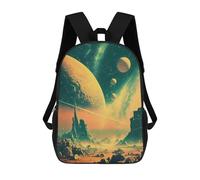 sinyumoney 4Girls Alien Landscape with Planets Backpack 3D Printed Boy School Backpack Casual Daypack Lightweight Rucksack for Middle School Students 17inch