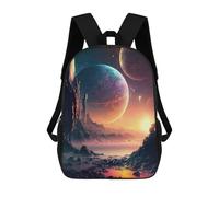 sinyumoney 4Girls Alien Planet Sunset Backpack 3D Printed Boy School Backpack Casual Daypack Lightweight Rucksack for Middle School Students 17inch