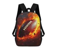 sinyumoney 4Girls American Football Fire Backpack 3D Printed Boy School Backpack Casual Daypack Lightweight Rucksack for Middle School Students 17inch