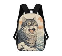 sinyumoney 4Girls Angry Cat Backpack 3D Printed Boy School Backpack Casual Daypack Lightweight Rucksack for Middle School Students 17inch