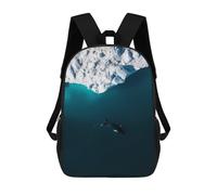sinyumoney 4Girls Arctic Humpback Whale from Above Backpack 3D Printed Boy School Backpack Casual Daypack Lightweight Rucksack for Middle School Students 17inch