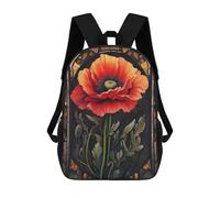 sinyumoney 4Girls Art Nouveau Poppy Flower Backpack 3D Printed Boy School Backpack Casual Daypack Lightweight Rucksack for Middle School Students 17inch