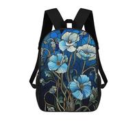 sinyumoney 4Girls Art Stain Gilded Flowers Backpack 3D Printed Boy School Backpack Casual Daypack Lightweight Rucksack for Middle School Students 17inch