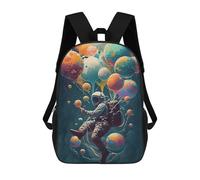 sinyumoney 4Girls Astronaut Balloons -4 Backpack 3D Printed Boy School Backpack Casual Daypack Lightweight Rucksack for Middle School Students 17inch