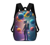 sinyumoney 4Girls Astronaut Floating with Balloons Backpack 3D Printed Boy School Backpack Casual Daypack Lightweight Rucksack for Middle School Students 17inch