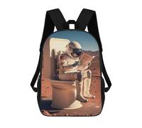sinyumoney 4Girls Astronaut Reading Newspaper on Toilet Backpack 3D Printed Boy School Backpack Casual Daypack Lightweight Rucksack for Middle School Students 17inch