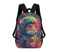 sinyumoney 4Girls Astronaut Space Hamster Backpack 3D Printed Boy School Backpack Casual Daypack Lightweight Rucksack for Middle School Students 17inch
