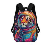 sinyumoney 4Girls Astronaut Space Tiger Backpack 3D Printed Boy School Backpack Casual Daypack Lightweight Rucksack for Middle School Students 17inch