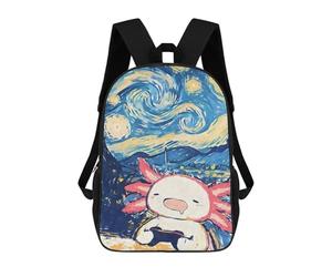sinyumoney 4Girls Axolotl Gaming Starry Night Backpack 3D Printed Boy School Backpack Casual Daypack Lightweight Rucksack for Middle School Students 17inch