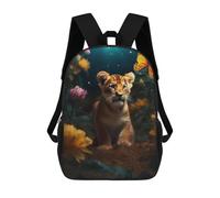 sinyumoney 4Girls Baby Tiger in A Garden of Flowers Backpack 3D Printed Boy School Backpack Casual Daypack Lightweight Rucksack for Middle School Students 17inch