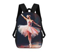 sinyumoney 4Girls Ballerina Backpack 3D Printed Boy School Backpack Casual Daypack Lightweight Rucksack for Middle School Students 17inch