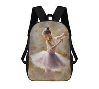 sinyumoney 4Girls Ballerina Backpack 3D Printed Boy School Backpack Casual Daypack Lightweight Rucksack for Middle School Students 17inch
