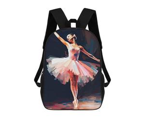 sinyumoney 4Girls Ballerina Backpack 3D Printed Boy School Backpack Casual Daypack Lightweight Rucksack for Middle School Students 17inch