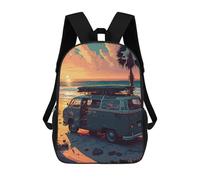 sinyumoney 4Girls Beach Van Sunset Backpack 3D Printed Boy School Backpack Casual Daypack Lightweight Rucksack for Middle School Students 17inch