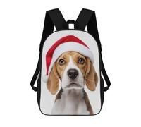 sinyumoney 4Girls Beagle Puppy with Santa Hat Portrait Backpack 3D Printed Boy School Backpack Casual Daypack Lightweight Rucksack for Middle School Students 17inch