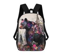 sinyumoney 4Girls Bear in A Forest Backpack 3D Printed Boy School Backpack Casual Daypack Lightweight Rucksack for Middle School Students 17inch
