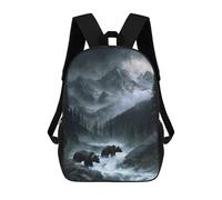 sinyumoney 4Girls Bears in Mountain River Landscape Backpack 3D Printed Boy School Backpack Casual Daypack Lightweight Rucksack for Middle School Students 17inch