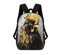 sinyumoney 4Girls Black And Gold Rooster Backpack 3D Printed Boy School Backpack Casual Daypack Lightweight Rucksack for Middle School Students 17inch