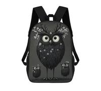 sinyumoney 4Girls Black And White Owl Family Backpack 3D Printed Boy School Backpack Casual Daypack Lightweight Rucksack for Middle School Students 17inch