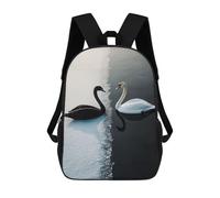 sinyumoney 4Girls Black And White Swans Backpack 3D Printed Boy School Backpack Casual Daypack Lightweight Rucksack for Middle School Students 17inch
