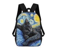 sinyumoney 4Girls Black Cat Sleeping Night Backpack 3D Printed Boy School Backpack Casual Daypack Lightweight Rucksack for Middle School Students 17inch