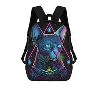 sinyumoney 4Girls Black Light Cat 33 Backpack 3D Printed Boy School Backpack Casual Daypack Lightweight Rucksack for Middle School Students 17inch