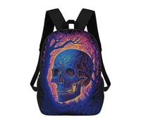 sinyumoney 4Girls Black Light Skull Backpack 3D Printed Boy School Backpack Casual Daypack Lightweight Rucksack for Middle School Students 17inch