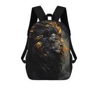 sinyumoney 4Girls Black Lion in Gold Backpack 3D Printed Boy School Backpack Casual Daypack Lightweight Rucksack for Middle School Students 17inch