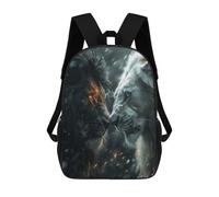 sinyumoney 4Girls Black Lion Vs White One Backpack 3D Printed Boy School Backpack Casual Daypack Lightweight Rucksack for Middle School Students 17inch