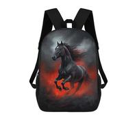 sinyumoney 4Girls Black Stallion Backpack 3D Printed Boy School Backpack Casual Daypack Lightweight Rucksack for Middle School Students 17inch